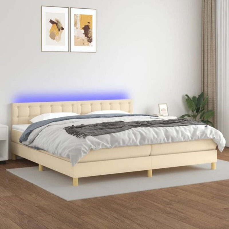 vidaxl Boxspringbett mit Matratze in Creme und Beige aus Stoff, B/T/H: 200 x 200 x 78 cm - Bild 1