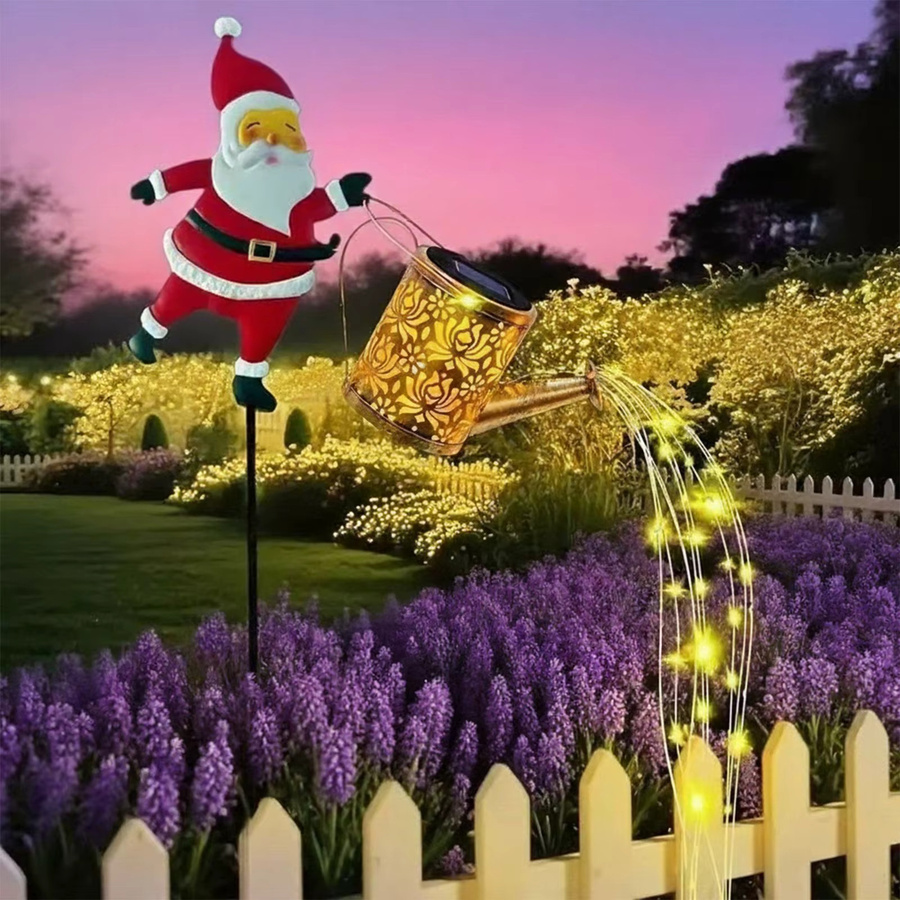Alloet Solar-Weihnachtsmann Gießkanne mit LED-Licht als dekorative Weihnachtsbeleuchtung für Garten und Außenbereich in Mehrfarbig - Bild 3