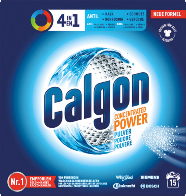 Calgon 4in1 Power Pulver gegen Kalk, Schmutz, Korrosion und Gerüche, Blau, 375g - Bild 1