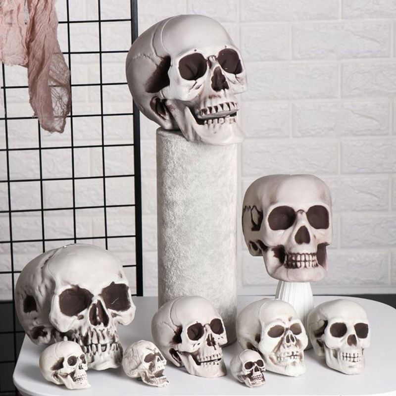 Menschlicher Totenkopf als Skelett-Dekoration für Halloween in Weiß aus Kunststoff - Bild 1