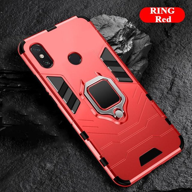 Stoßfeste Tsimak Rüstungshülle mit Ringhalter für Xiaomi Mi Max 2 und Xiaomi Mi Max 3 in Blau oder Rot - Bild 1