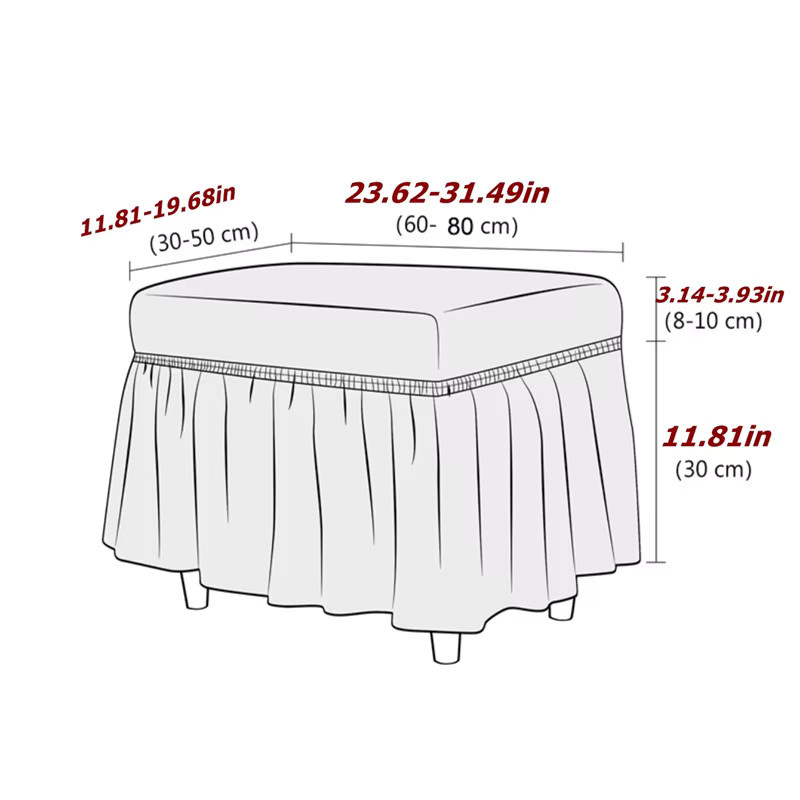WANERQU Fußhocker-Bezug aus dehnbarem Bubble-Stoff, schmutzabweisender und rutschfester Ottoman-Überzug für Wohnzimmer und Schlafzimmer - Bild 2