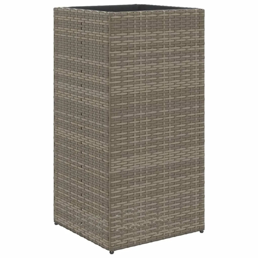 vidaXL Pflanzkübel Grau aus PE-Rattan und pulverbeschichtetem Stahl, B/T/H: 40 x 40 x 80 cm - Bild 2