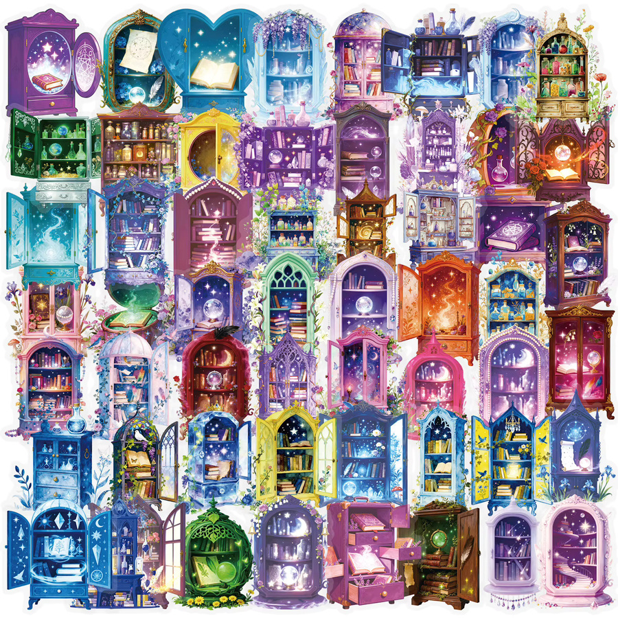 Dream Magic House Aufkleber Set, 56 Stück kreative lila magische Hausmotive, wasserdichte und transparente PET-Aufkleber, Multicolour - Bild 2