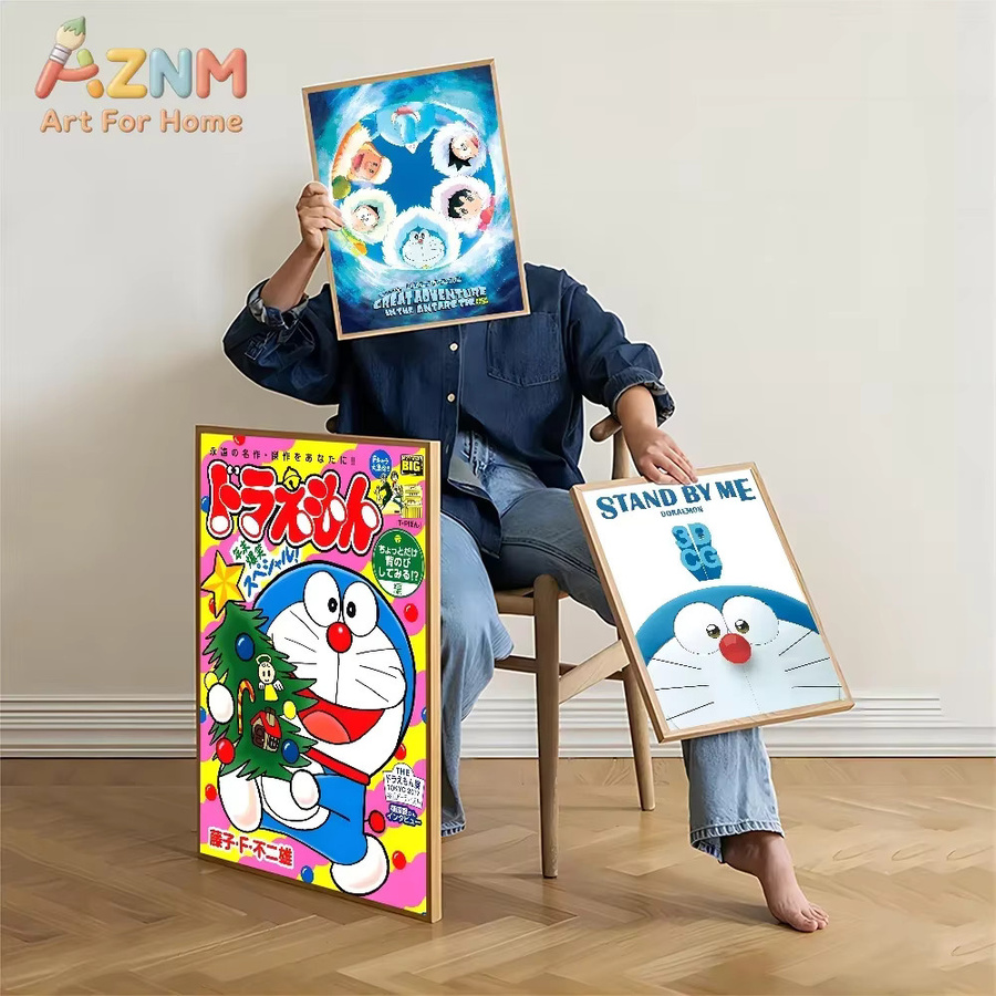 Kayou Vintage-Poster Doraemon Wandkunst aus weißem Kraftpapier in Multicolour - Bild 2
