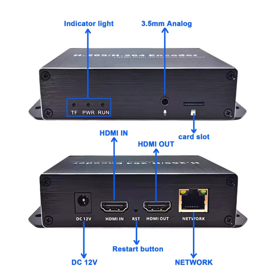 Tuoying HD-zu-IP-Encoder mit H.265 H.264 HEVC für IPTV und NVR-Aufnahme, Satellite Receiver in Schwarz oder Weiß - Bild 2