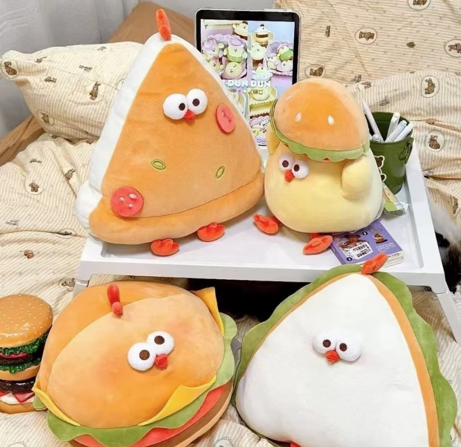GDzaccly Burger-Sandwich-Pizza-Huhn, Plüschtier, Kissen, bunt/mehrfarbig - Bild 2
