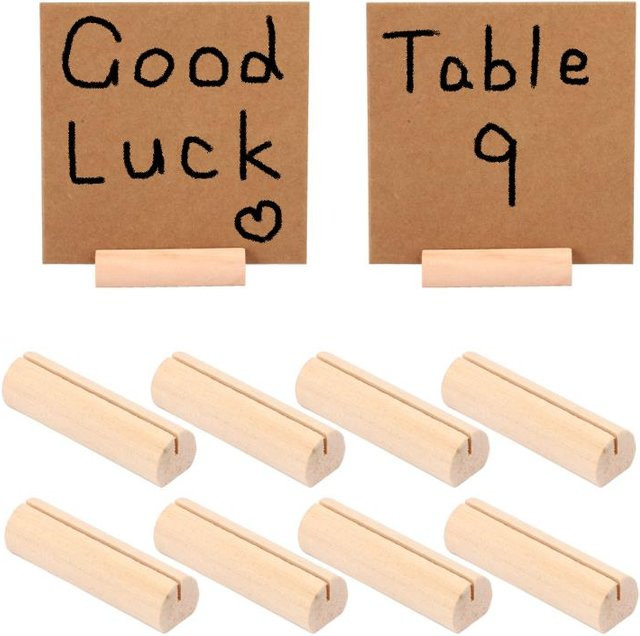 Set aus 5 oder 10 Stück natürliche Holz Kartenhalter als Tischkarten-Clips und Foto-Display für Hochzeiten, Geburtstage oder Partys in rustikalem Design - Bild 1