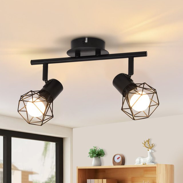 Nettlife 2-flammige Deckenlampe im Industrie-Design, Schwarz, E14, verstellbar und schwenkbar aus Metall - Bild 1