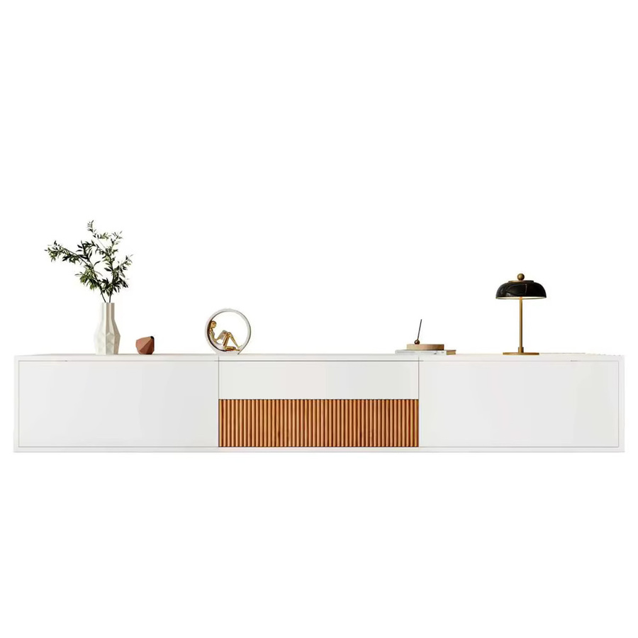 PINGGO Moderner TV-Schrank in Weiß mit Projektor-Kompatibilität und Holz-Design für dein Wohnzimmer - Bild 2