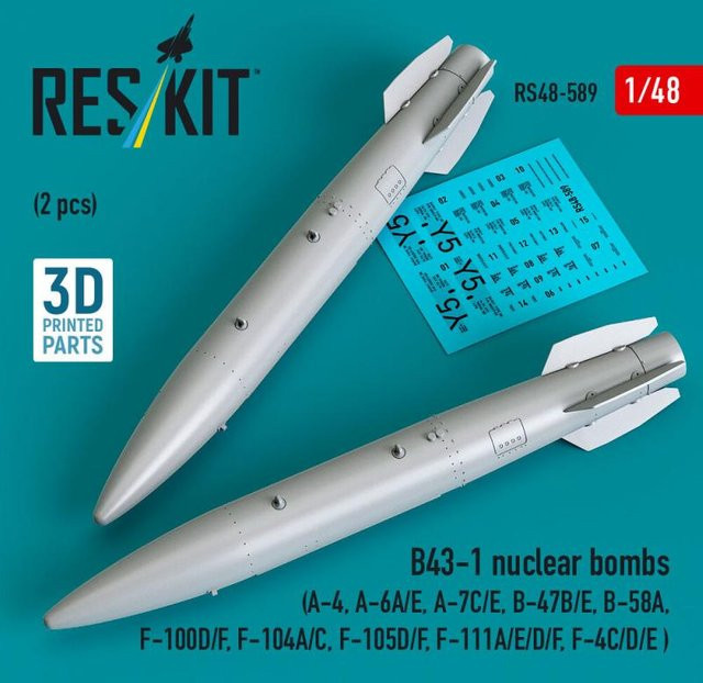 ResKit Models B43-1 Nuclear Bombs, 2-teiliges Set, 3D Printed - Bild 1