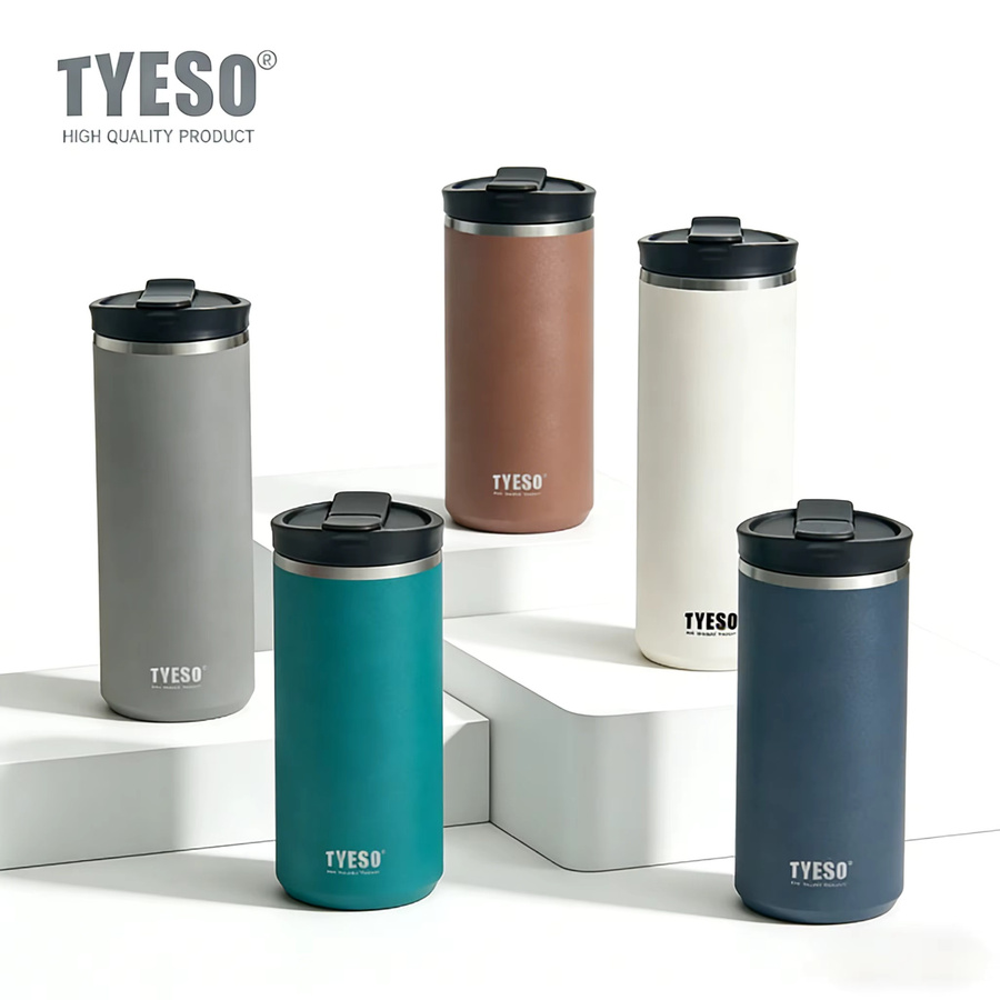 Tyeso Vakuum-Thermoskanne French Press aus Edelstahl mit Tee-Infuser, grau, 600 ml - Bild 1