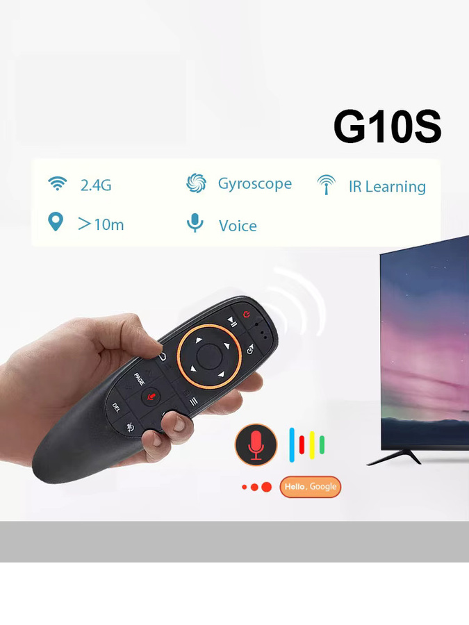 BOXPUT G10S BPR2S PLUS Kabellose Smart-Fernbedienung mit 2,4G IR und Bluetooth, BLE Sprachsteuerung Air Mouse für Android TV Box und PC, Schwarz - Bild 2
