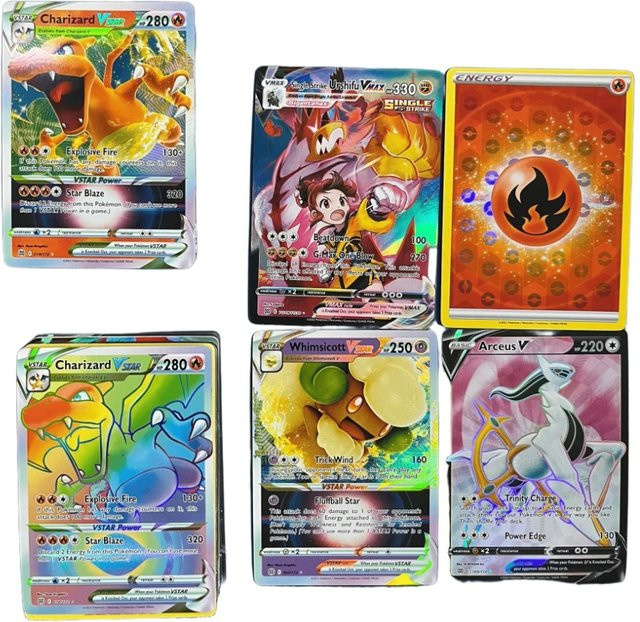 Pokémon V Vstar Vmax GX Limited Shiny Rainbow Arceus Pikachu Charizard holografische Spielkarten, englisch - Bild 1