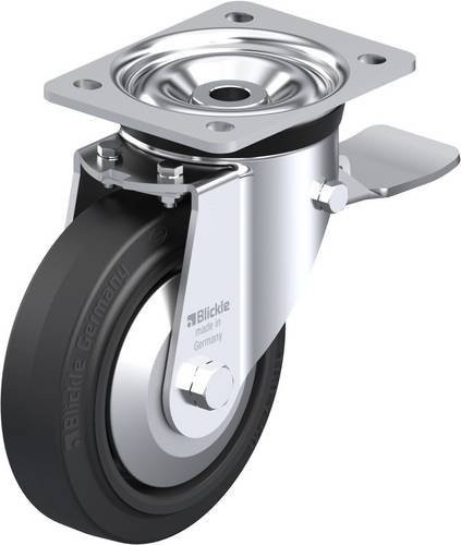 Blickle Lenkrolle LK-POEV 160KA-ST-FA mit Feststeller in Schwarz und Silber, Rad-Durchmesser: 160 mm, Tragfähigkeit: 400 kg - Bild 1