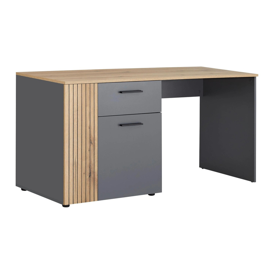 Mömax Schreibtisch Cadix in Anthrazit und Eichefarben, B/T/H: 145 x 60 x 75 cm - Bild 2