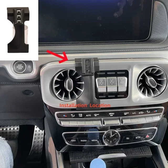Smartphone Halterung mit kabelloser Ladefunktion für Mercedes Benz G Klasse W463 (2019-2022), Farbe: Schwarz - Bild 1