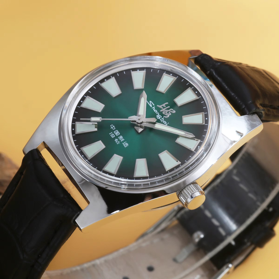 HEIMDALLR Analoguhr, Handaufzug, Edelstahl, 36 mm, Leder, Grün, Herren - Bild 3