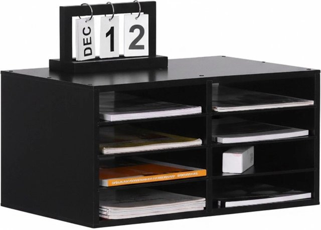 Relaxdays Dokumentenablage aus Bambus und MDF in Schwarz mit 8 Fächern für A4, B/T/H: 49 x 25 x 31 cm - Bild 1
