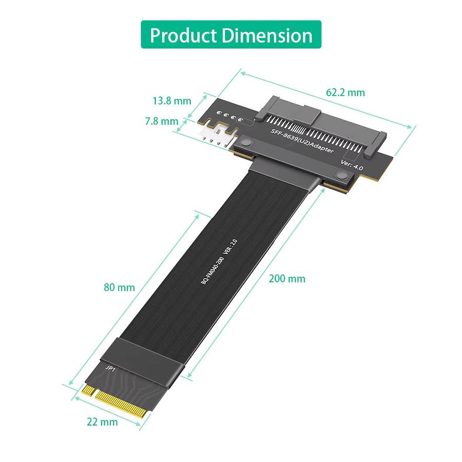 T.F.SKYWINDINTL NGFF M.2 NVMe 4.0 auf U.2 SFF-8639 Adapter Kabel in Schwarz für SSD-Grafikkarten - Bild 4