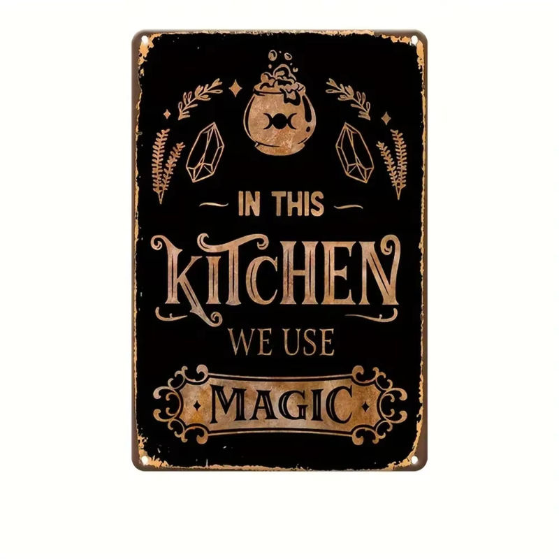 HELLOYOUNG Vintage Metallschild Magie Wandbehang in Schwarz, rechteckiges Typografie-Wandschild für Zuhause, Bar und Restaurant, Höhe: 30 cm, Breite: 20 cm - Bild 2