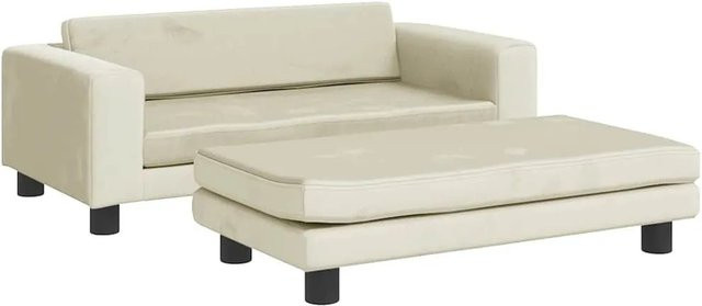 vidaXL Kindersofa mit Hocker in Beige aus Samt, B/T/H: 100 x 50 x 30 cm - Bild 1