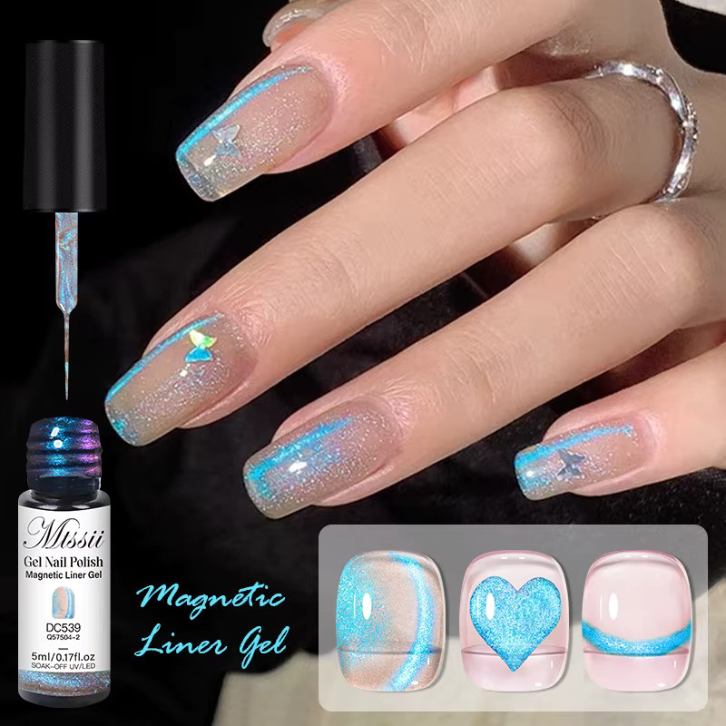 Mtssii Ocean Blue Cat Magnetic Liner Gel-Nagellack, Schimmernd, Unisex - Bild 3