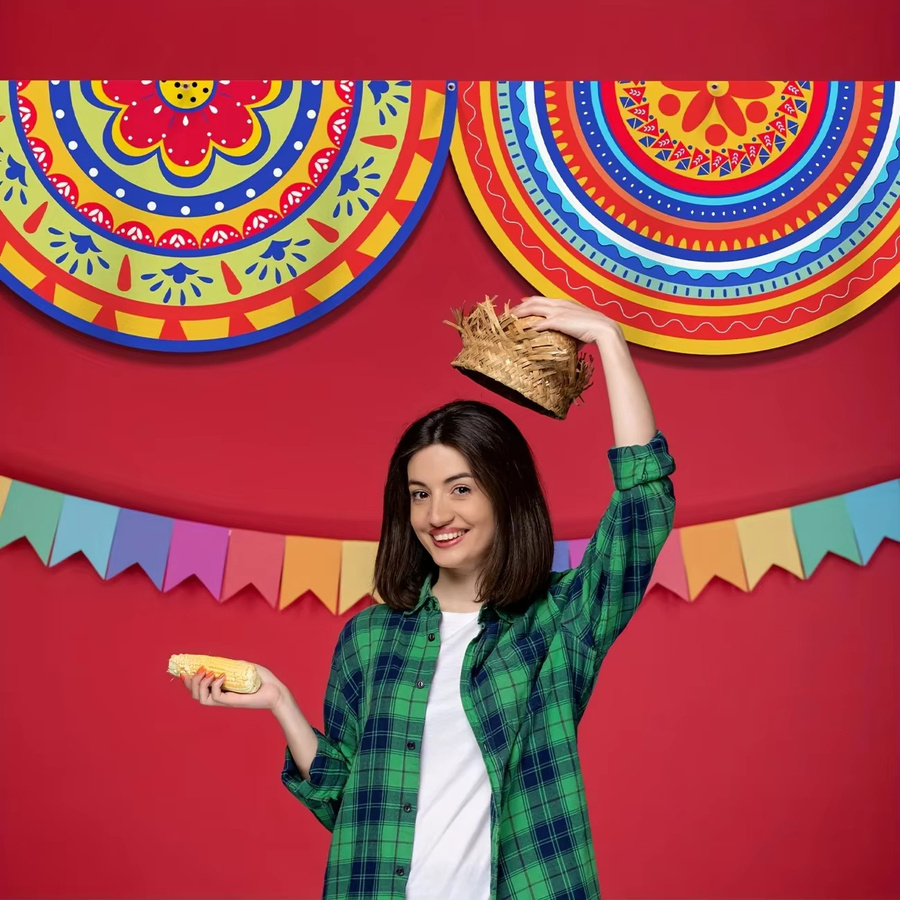 VIKAMA 2-teiliges Set mexikanische Partybanner mit bunten geometrischen Flaggen für festliche Anlässe und Festivals, Mehrfarbig - Bild 5