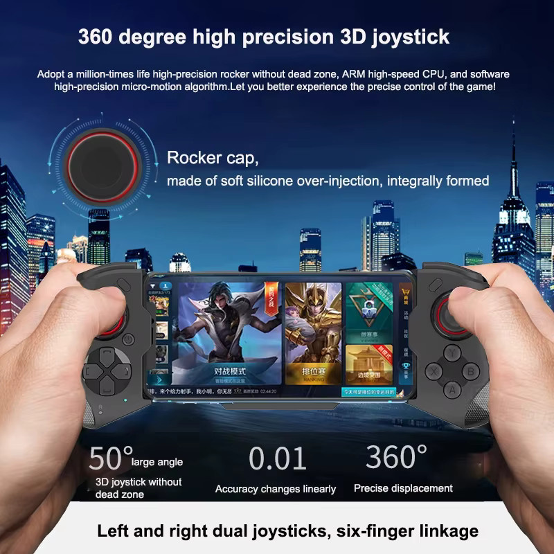 AyeBeau Bluetooth Gamepad für iPhone und Android Smartphone, Gaming Controller mit Joystick und Trigger in Schwarz - Bild 2