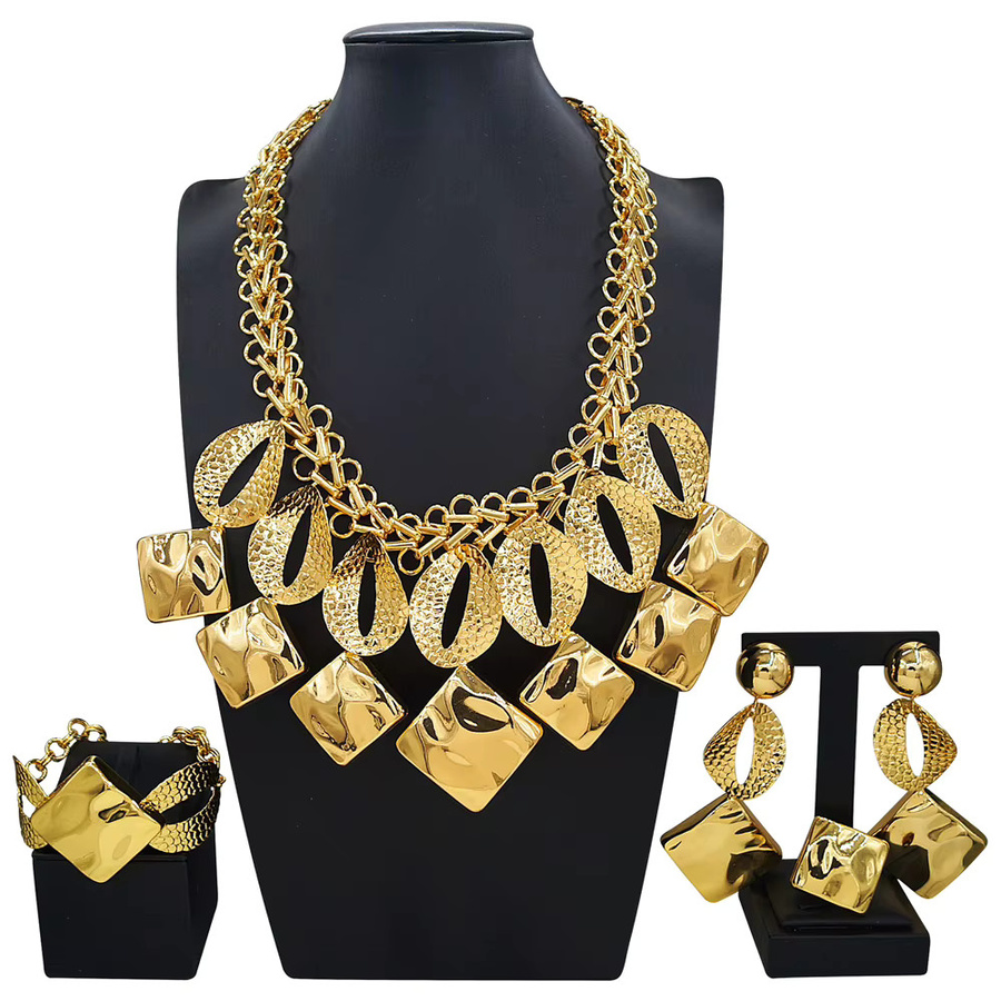 Yulaili Schmuck-Set, vergoldet, Halskette, Ohrringe, Armband, Damen - Bild 2