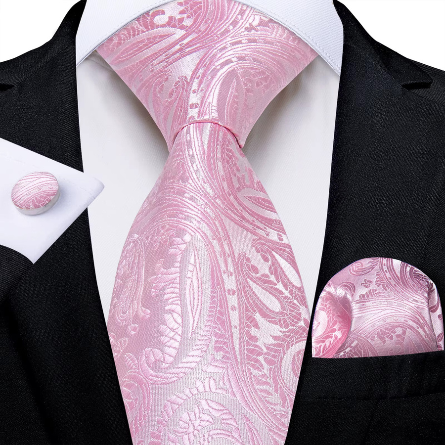 DiBanGu Krawatten-Set, Seide, Rosa, Herren - Bild 2