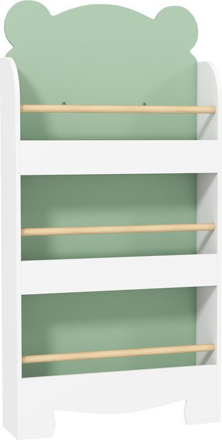 AIYAPLAY Kinderregal mit Bärenthema, 3-stufiges Bücherregal und Spielzeugregal aus Holz für das Kinderzimmer, Grün, B/T/H: 55 x 15 x 110 cm - Bild 1