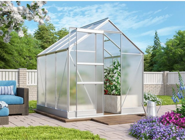 Vitavia Gewächshaus Apollo 3800 HKP mit Fundament, 3,8 m², Aluminium silberfarben - Bild 1
