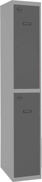 PROREGAL Spind AMEGO Grundmodul mit 2 Abteilen, Schließfach Garderobe, Grau-Anthrazit, H x B x T: 180 x 40 x 50 cm - Bild 1
