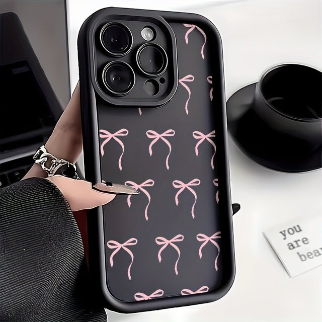 Apple iPhone Handyhülle aus TPU mit rosa Schleifenmuster für iPhone 17, 16, 15, 14, 13, 11, Pro Max, Xs, Xr, X, 7, 8 Plus und SE-Serie - Bild 1