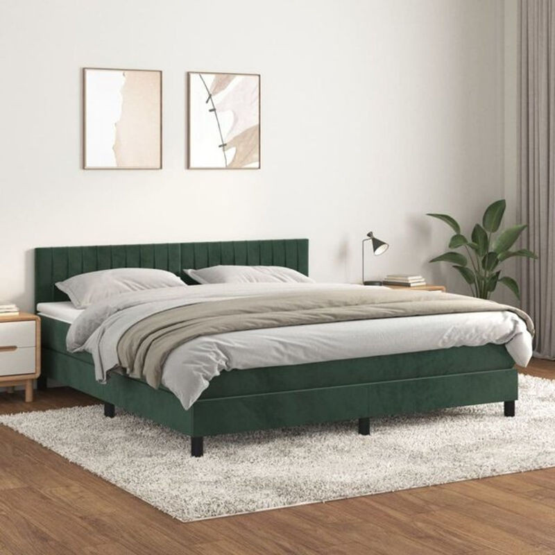 Vidaxl Boxspringbett mit Matratze in Grün aus Samt, B/T/H: 160 x 200 x 78 cm - Bild 1