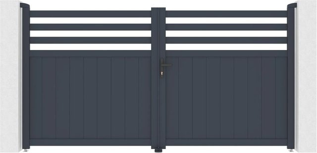 Casanoov Elektrisches Flügeltor Nevis aus Aluminium in Grau inklusive Drehtorantrieb Ranger B150, B/H: 305 x 160 cm - Bild 1