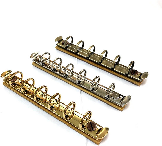 A7 Binder Clips mit abnehmbarer Schnalle und Bambus Rückwand, 6 Löcher Metallringe für Handbuch, Album oder Notebook in Silber oder Gold - Bild 1