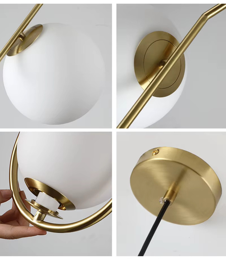 Moderne Pendelleuchte Ramalho in Gold mit Glas-Kugeln für Wohnzimmer, Esszimmer und Schlafzimmer - Bild 4