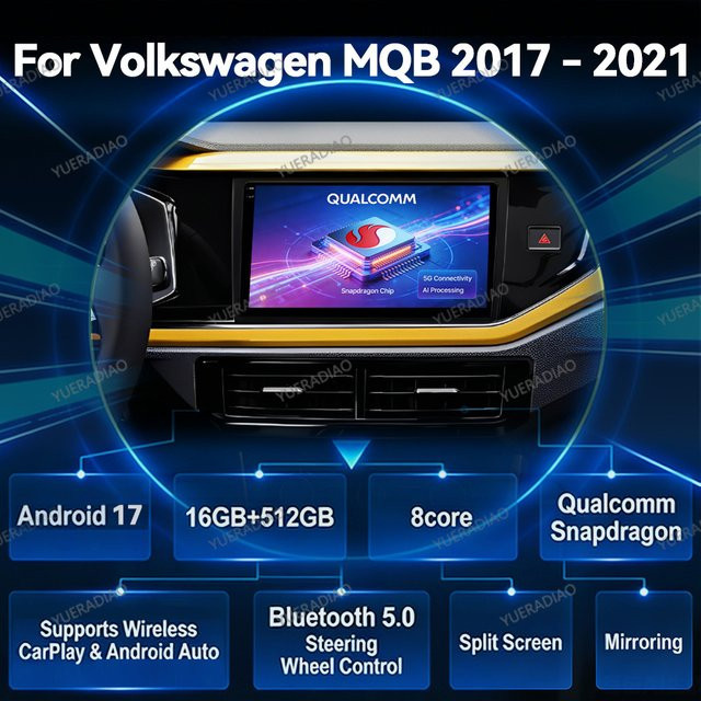Android 17 Autoradio für VW Volkswagen MQB Polo VI Jetta MK7 T6 Bora Multimedia-Videoplayer mit 4G WIFI GPS NAVI DSP in Schwarz - Bild 1