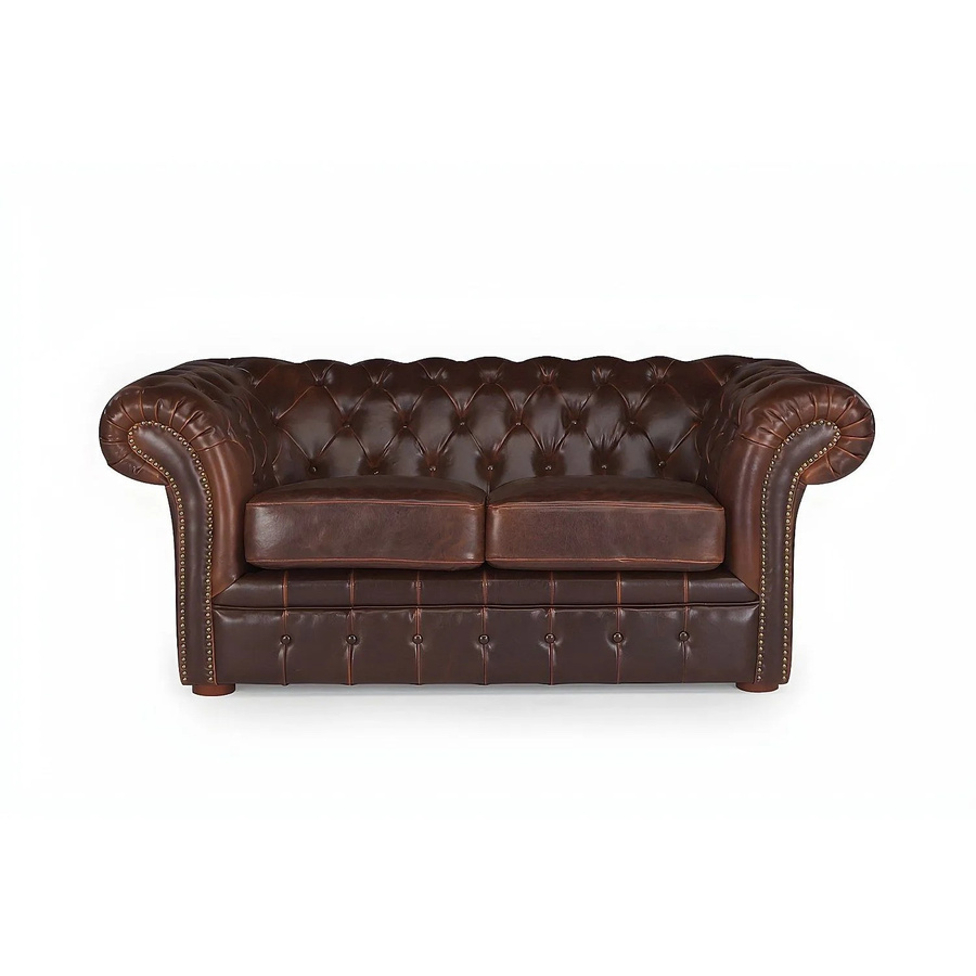 Vente-unique Chesterfield Sofa Clotaire in Schokobraun aus Leder mit Breite: 173 cm - Bild 2