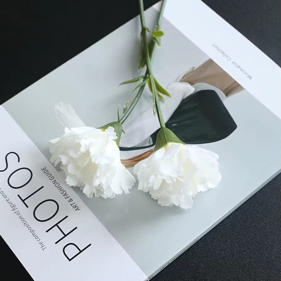 5er Set künstliche Nelken aus Seide von ZQCY in Pink und Weiß für Dekoration, Hochzeit und Brautstrauß - Bild 2