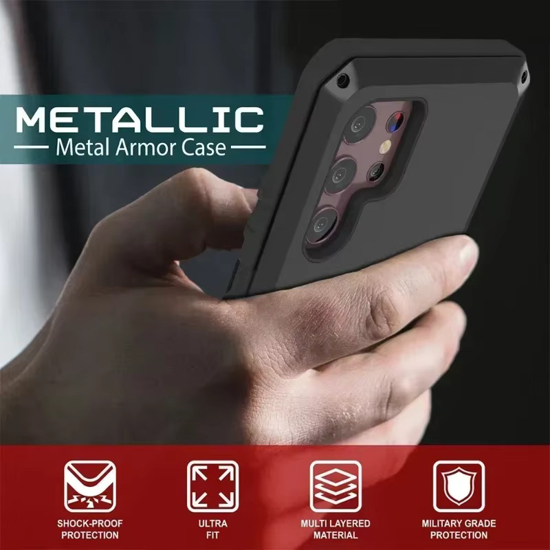 Doom Armor Metall-Aluminium-Handyhülle für Samsung S26 S25 S24 S23 Ultra Plus in Rot und Schwarz - Bild 5