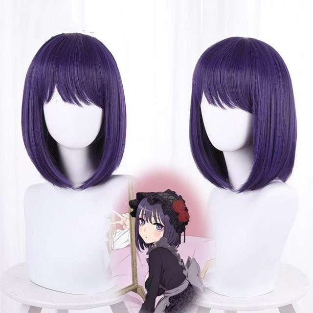 Wanli Clothing Life Anime Cosplay Perücke, Lila Bob, Synthetisch - Bild 1