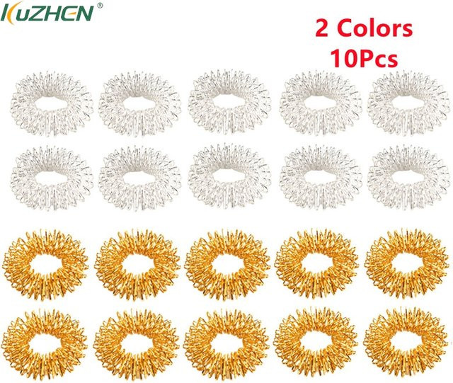 KuZHEN Sujok Akupunktur Ring, Finger Massage, Gold, 10er Set, Unisex - Bild 1