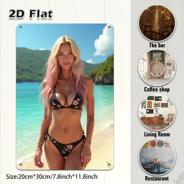 HELLOYOUNG Poster Bikini-Mädchen Wandkunst in Mehrfarben als Papierposter im Hochformat - Bild 1