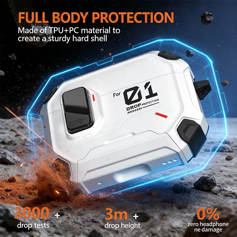 DO AS YOU WISH Star Armor Hartschalen-Schutzhülle für AirPods 4 Pro 2 Pro 3 aus PC in Weiß mit Dekor-Karabinerhaken - Bild 2