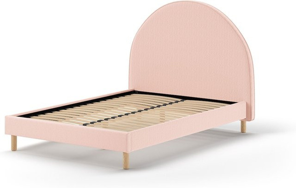 Vipack Polsterbett MOON in Rosa mit Bouclé Stoff und Lattenrost, B/T/H: 140 x 200 cm