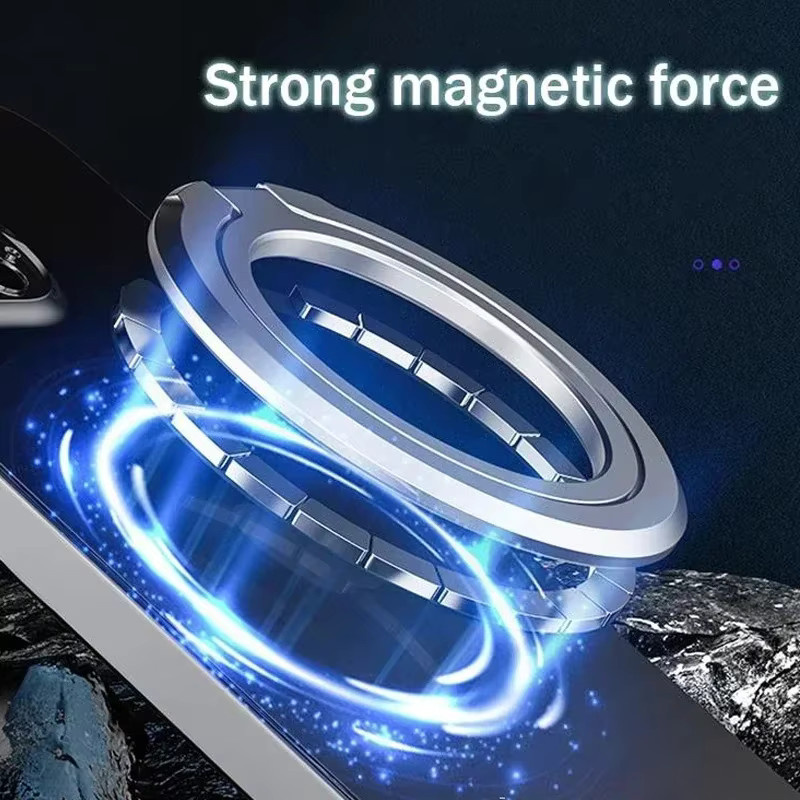 Magnetischer Handy-Ringhalter MagSafe-kompatibel mit 360 Grad drehbarem und faltbarem Kickstand in Schwarz - Bild 3