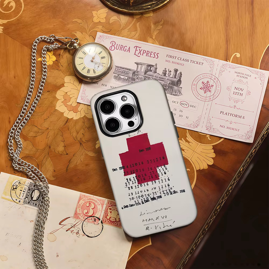 Potdemiel Handyhülle mit Retro Rotes Kreuz Design in Rot, doppelschichtige Rückabdeckung für iPhone Modelle - Bild 2